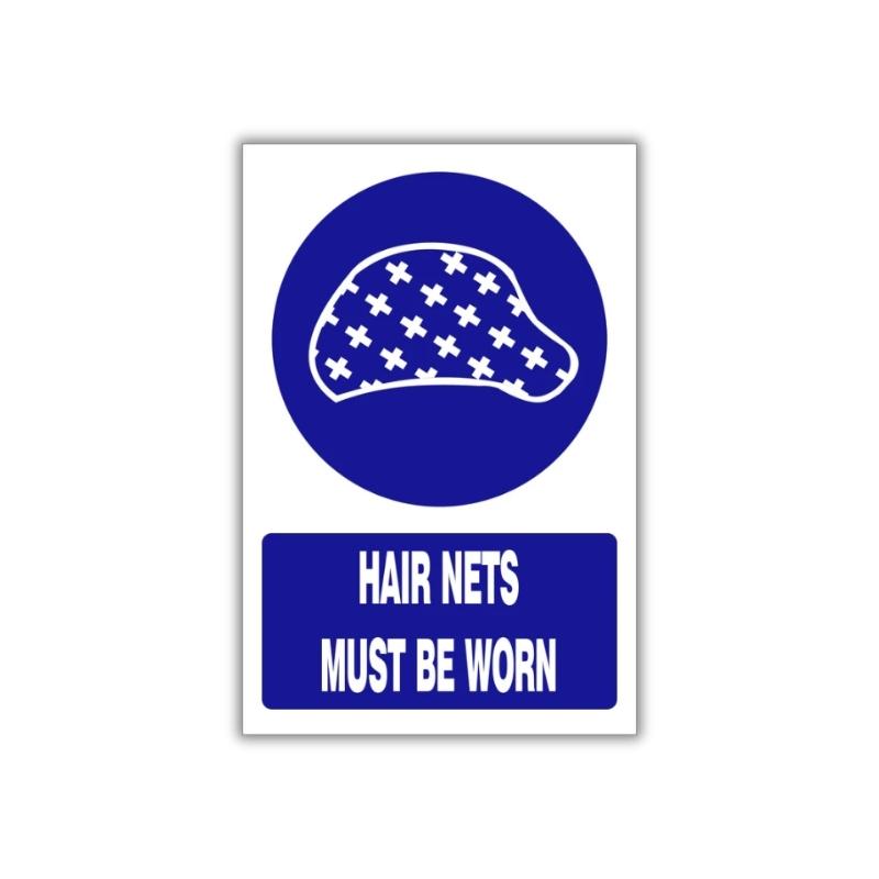 Hair nets must be worn safety sign (MV026 A) Hair nets must be worn safety sign (MV026 A)