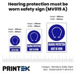 Hearing protection must be worn safety sign (MV019 A)