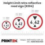 Height Limit Retro Reflective Road Sign (R204)