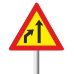 Left lane ends Temporary road sign (TW215)