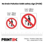 No Drain Pollution SABS safety sign (PV28)