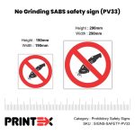 No Grinding SABS safety sign (PV33)