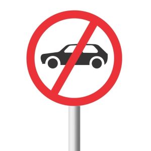 No Motor Cars Road Sign (R223)