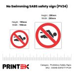 No Swimming SABS safety sign (PV24)