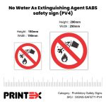 No Water As Extinguishing Agent SABS safety sign (PV4)
