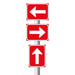 One-way roadway road sign