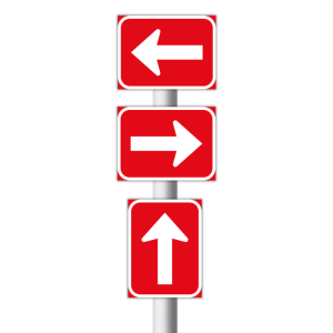 One-way roadway road sign