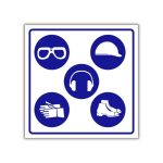 PPE - Goggles, Hard Hat, Ear Protection, Gloves and safety shoes safety sign (M084)