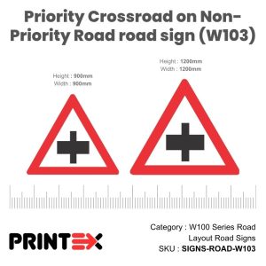 Priority Crossroad On Non-Priority Road Sign (W103)