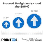 Proceed Straight only - road sign (R107)