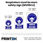 Respirators must be worn safety sign (MV002 A)