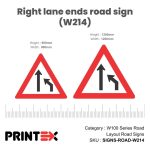 Right Lane Ends Road Sign (W214)