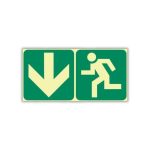 Arrow Down + Running Man Photoluminescent Sign