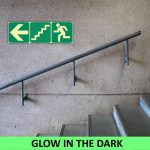 SABS Arrow left, stairs down left and running man photoluminescent (E17)