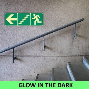 SABS Arrow left, stairs down left and running man photoluminescent (E17)