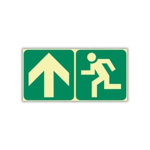 Running man with an Arrow upwards Photoluminescent Sign