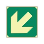 SABS Diagonal green arrow photoluminescent sign (E30)