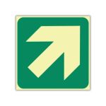 SABS Diagonal green arrow photoluminescent sign (E30)