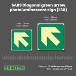 Diagonal arrow photoluminescent sign