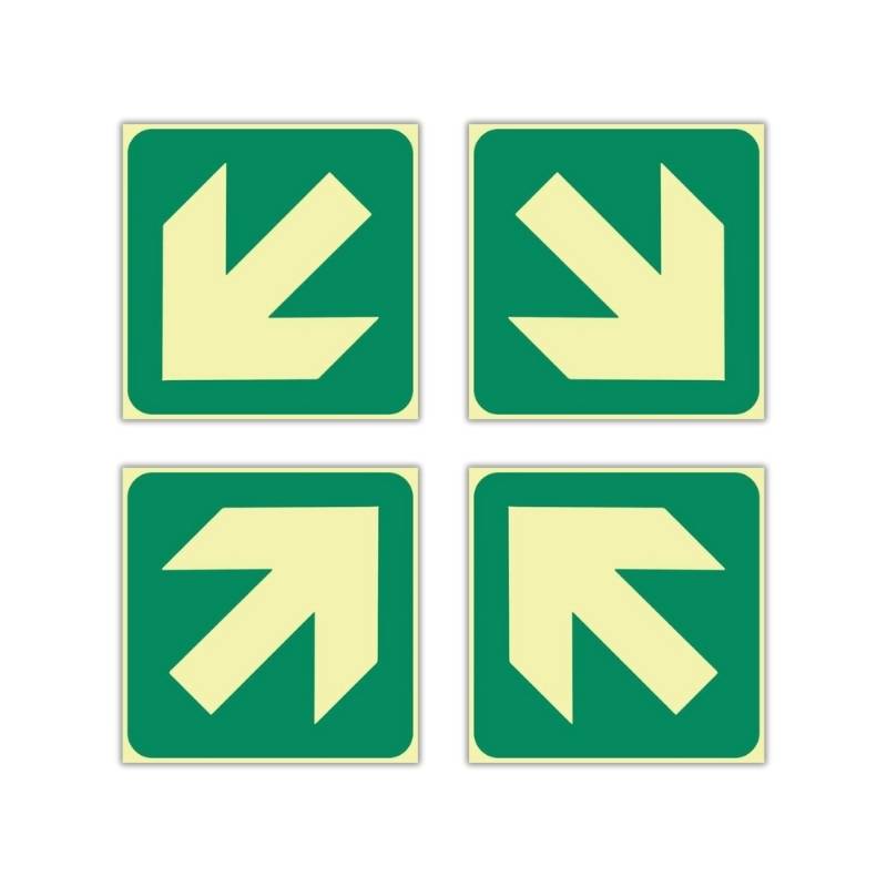 SABS Diagonal green arrow photoluminescent sign (E30) SABS Diagonal green arrow photoluminescent sign (E30)