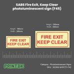 Fire Exit Keep Clear photoluminescent sign