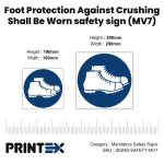SABS Foot Protection Against Crushing Shall Be Worn safety sign (MV7)