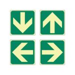 General Direction Green Arrow Photoluminescent Sign