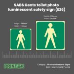 SABS Gents toilet photo luminescent safety sign (E26)