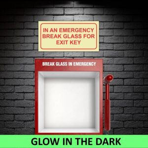 SABS In an Emergency break glass and use phone photoluminescent safety sign (F40)