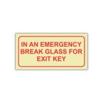 SABS In An Emergency Break Glass For Exit Key Photoluminescent Sign (F43)