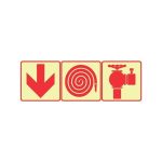 SABS Red Arrow Down, Fire Hose And Fire Hydrant Photoluminescent sign (F7)