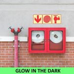 SABS Red Arrow Down, Fire Hose And Fire Hydrant Photoluminescent sign (F7)