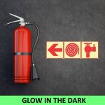 Red Arrow Left Fire Hose + Fire Hydrant Sign