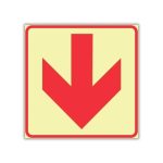 SABS Red Arrow Photoluminescent downward arrow safety sign