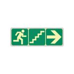 SABS running man, stairs up and arrow right photoluminescent safety sign (E18)