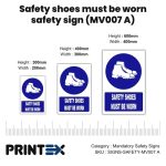 Safety shoes must be worn safety sign (MV007 A)
