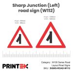 Sharp Junction (Left) Road Sign (W112)