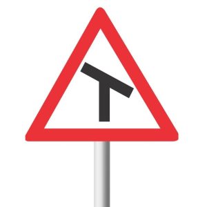 Skew T-Junction (Right) Road Sign (W105)