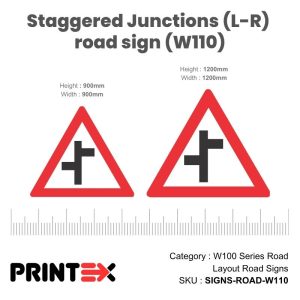 Staggered Junctions (L-R) Road Sign (W110)