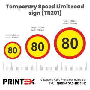 Temporary Speed Limit road sign (TR201) 80