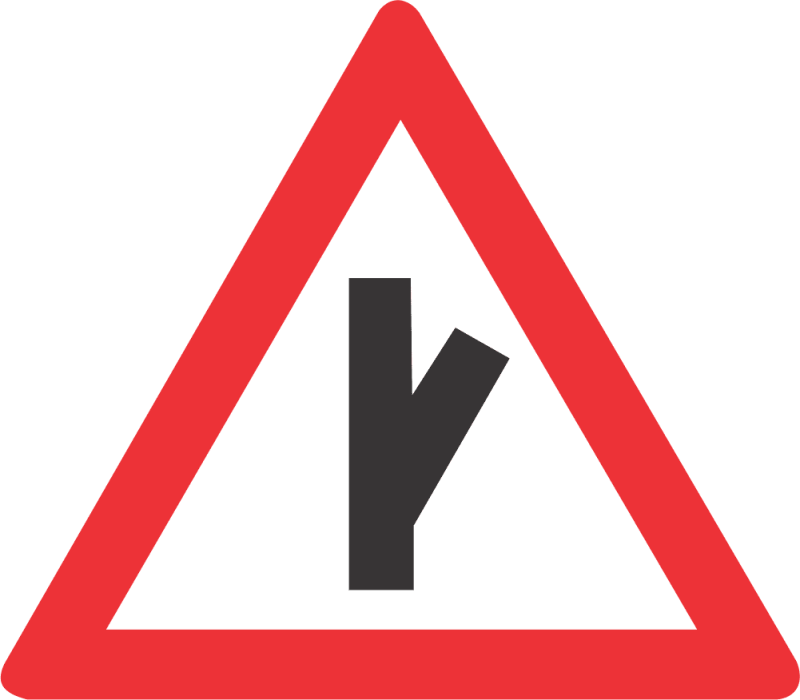 SHARP JUNCTION (HALF-RIGHT) ROAD SIGN (W113)