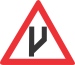 BEGINNING OF DUAL ROADWAY (STRAIGHT ON) ROAD SIGN (W118)