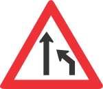 RIGHT LANE ENDS ROAD SIGN (W214)