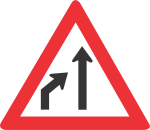 LEFT LANE ENDS ROAD SIGN (W215)