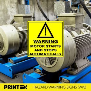 WARNING _ MOTOR STARTS AND STOPS AUTOMATICALLY SAFETY SIGN (HW38)
