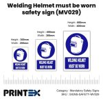 Welding Helmet must be worn safety sign (MV029)