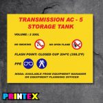 Transmission AC 5 Storage Tank Sign