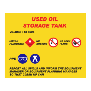 Used Oil Storage Tank Sign