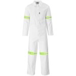 Safety Polycotton Boiler Suit - Reflective Arms Legs & Back - Yellow Tape- Royal Blue