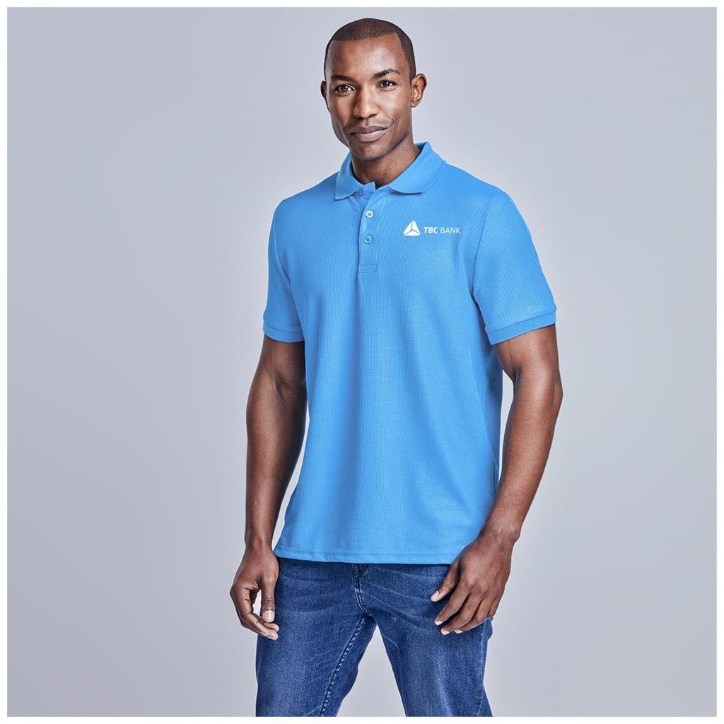 Mens Exhibit Golf Shirt- Aqua